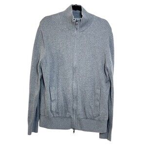 Men's Full Zip Knit Sweater Cardigan Jacket Gray L Fall Winter Cozy Comfy